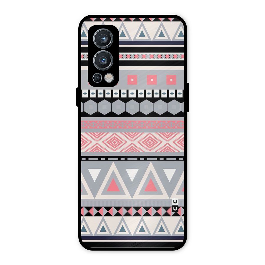 Grey Pink Pattern Metal Back Case for OnePlus Nord 2 5G