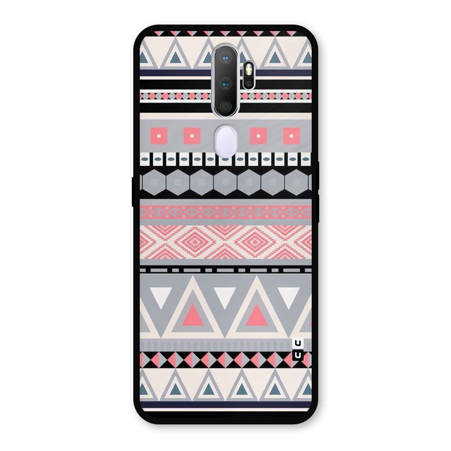 Grey Pink Pattern Metal Back Case for Oppo A9 (2020)