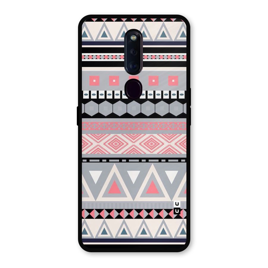 Grey Pink Pattern Metal Back Case for Oppo F11 Pro