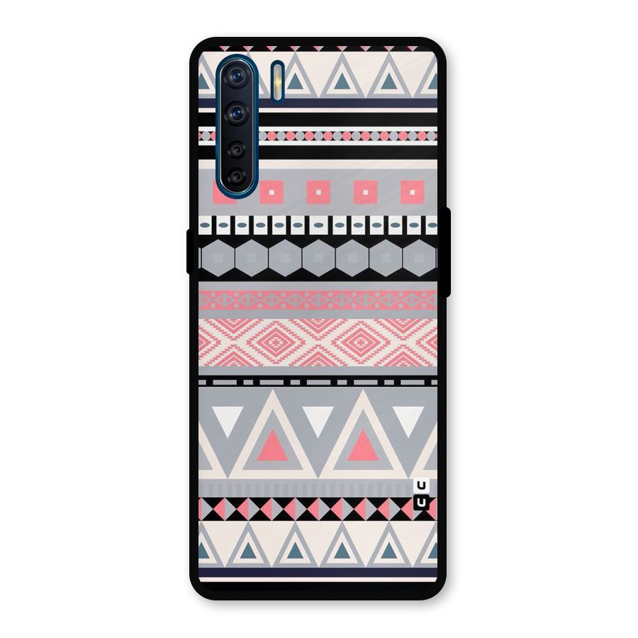 Grey Pink Pattern Metal Back Case for Oppo F15