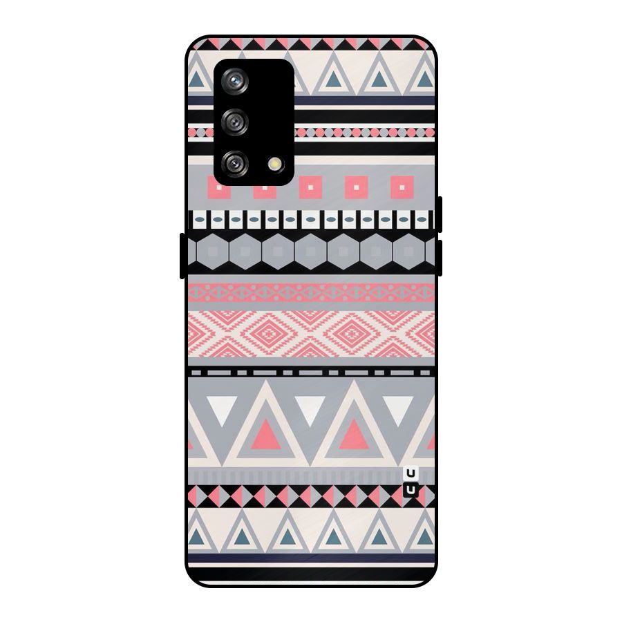 Grey Pink Pattern Metal Back Case for Oppo F19