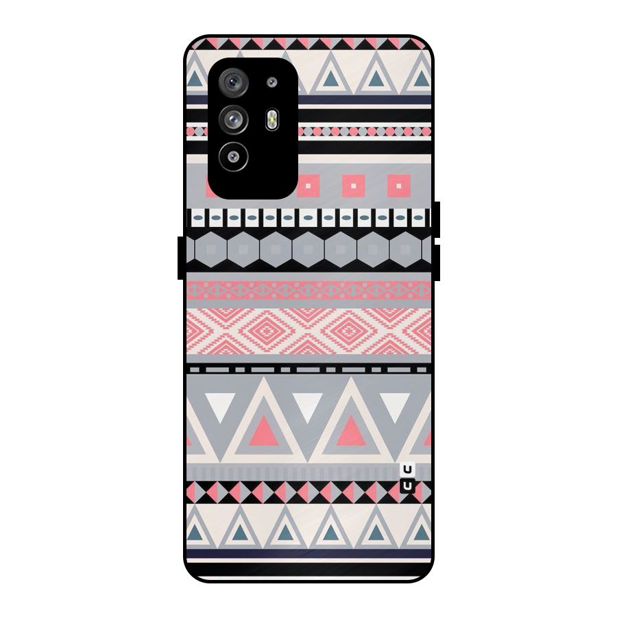 Grey Pink Pattern Metal Back Case for Oppo F19 Pro Plus 5G