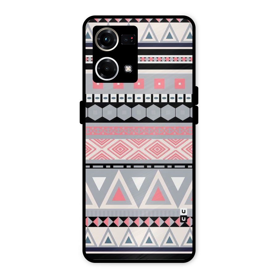 Grey Pink Pattern Metal Back Case for Oppo F21s Pro 4G