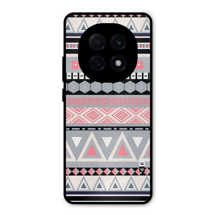 Grey Pink Pattern Metal Back Case for Oppo F29 Pro