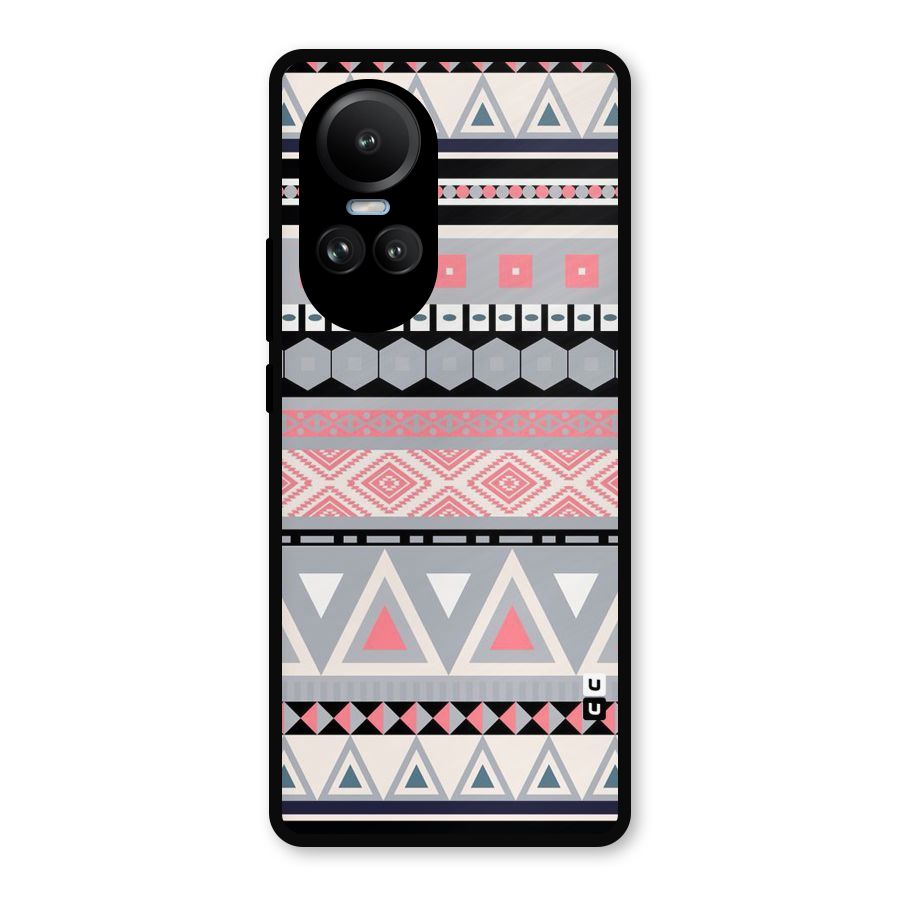 Grey Pink Pattern Metal Back Case for Oppo Reno10 Pro