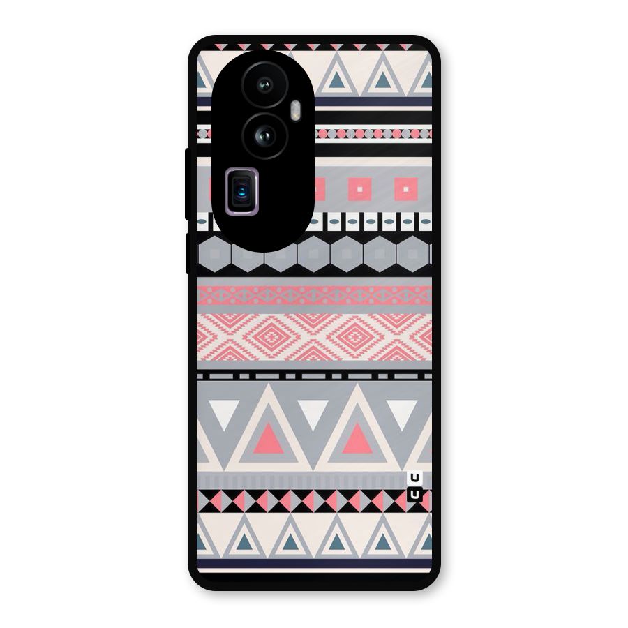 Grey Pink Pattern Metal Back Case for Oppo Reno10 Pro Plus