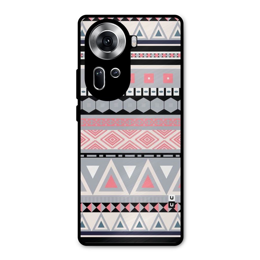 Grey Pink Pattern Metal Back Case for Oppo Reno11 5G