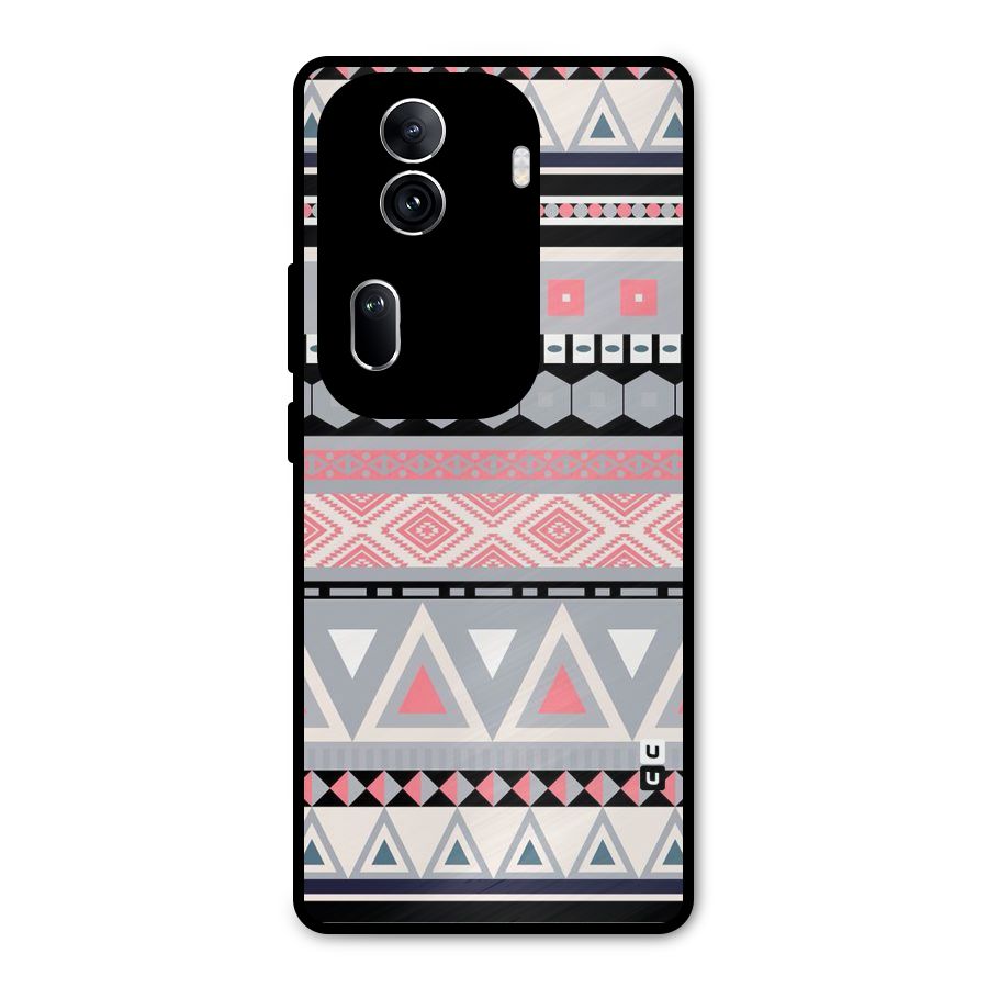 Grey Pink Pattern Metal Back Case for Oppo Reno11 Pro 5G