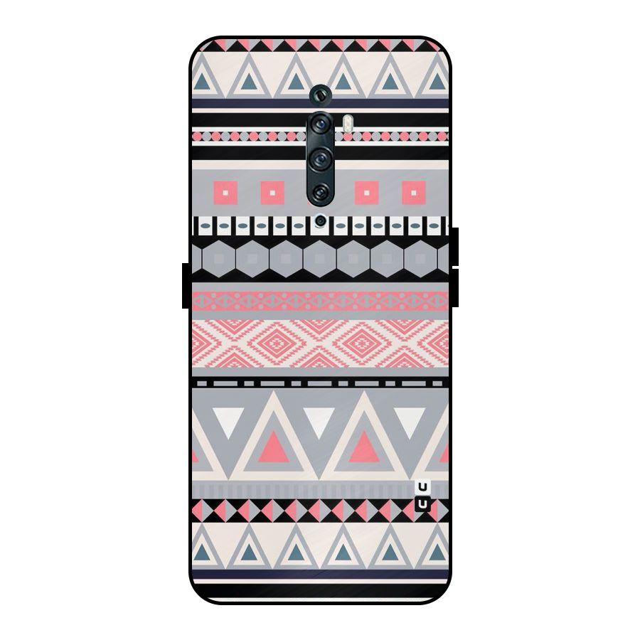 Grey Pink Pattern Metal Back Case for Oppo Reno2 F