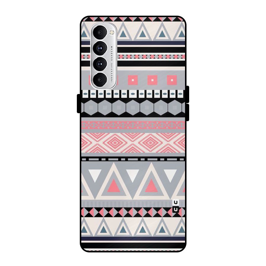Grey Pink Pattern Metal Back Case for Oppo Reno4 Pro