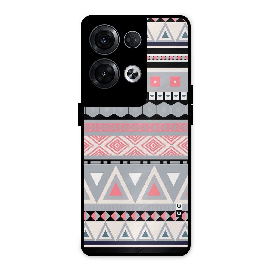 Grey Pink Pattern Metal Back Case for Oppo Reno8 Pro 5G