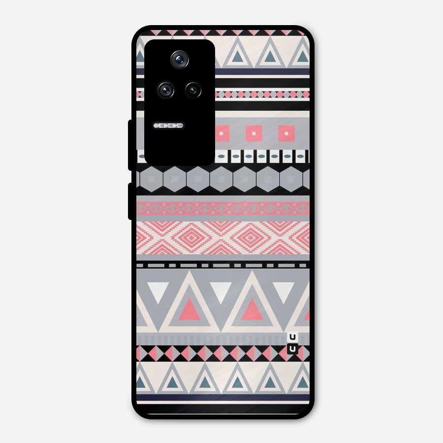 Grey Pink Pattern Metal Back Case for Poco F4 5G