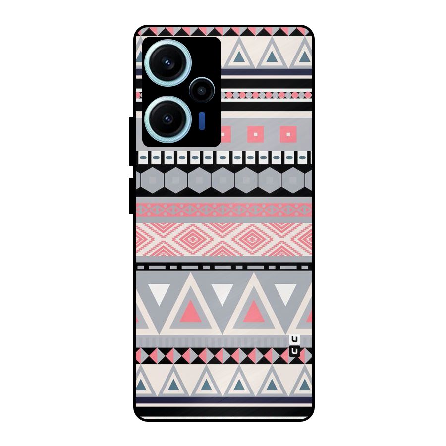 Grey Pink Pattern Metal Back Case for Poco F5