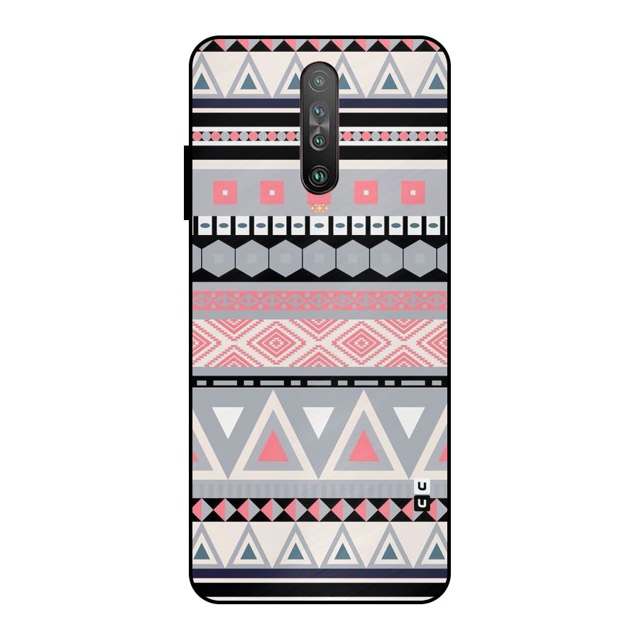 Grey Pink Pattern Metal Back Case for Poco X2