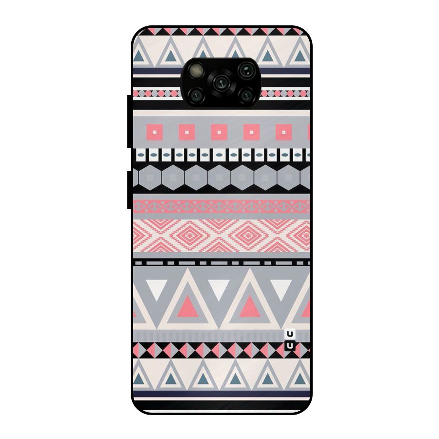 Grey Pink Pattern Metal Back Case for Poco X3