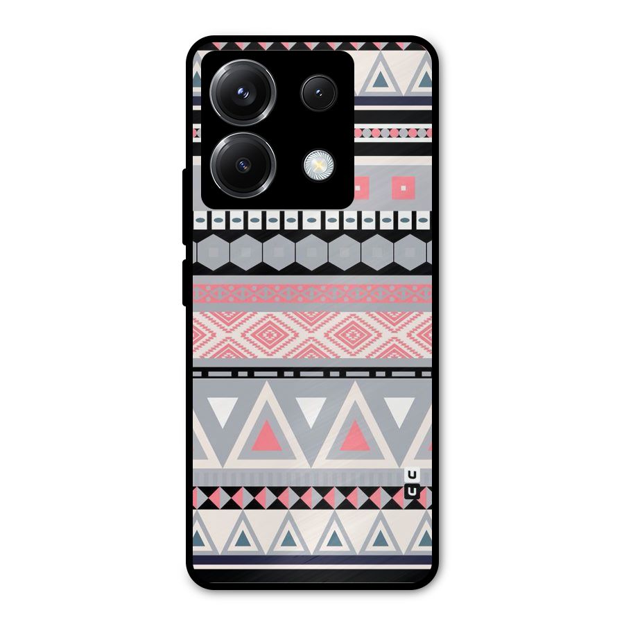 Grey Pink Pattern Metal Back Case for Poco X6