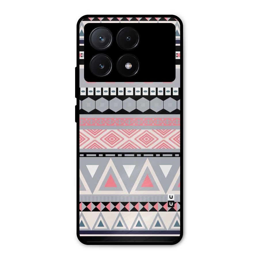 Grey Pink Pattern Metal Back Case for Poco X6 Pro