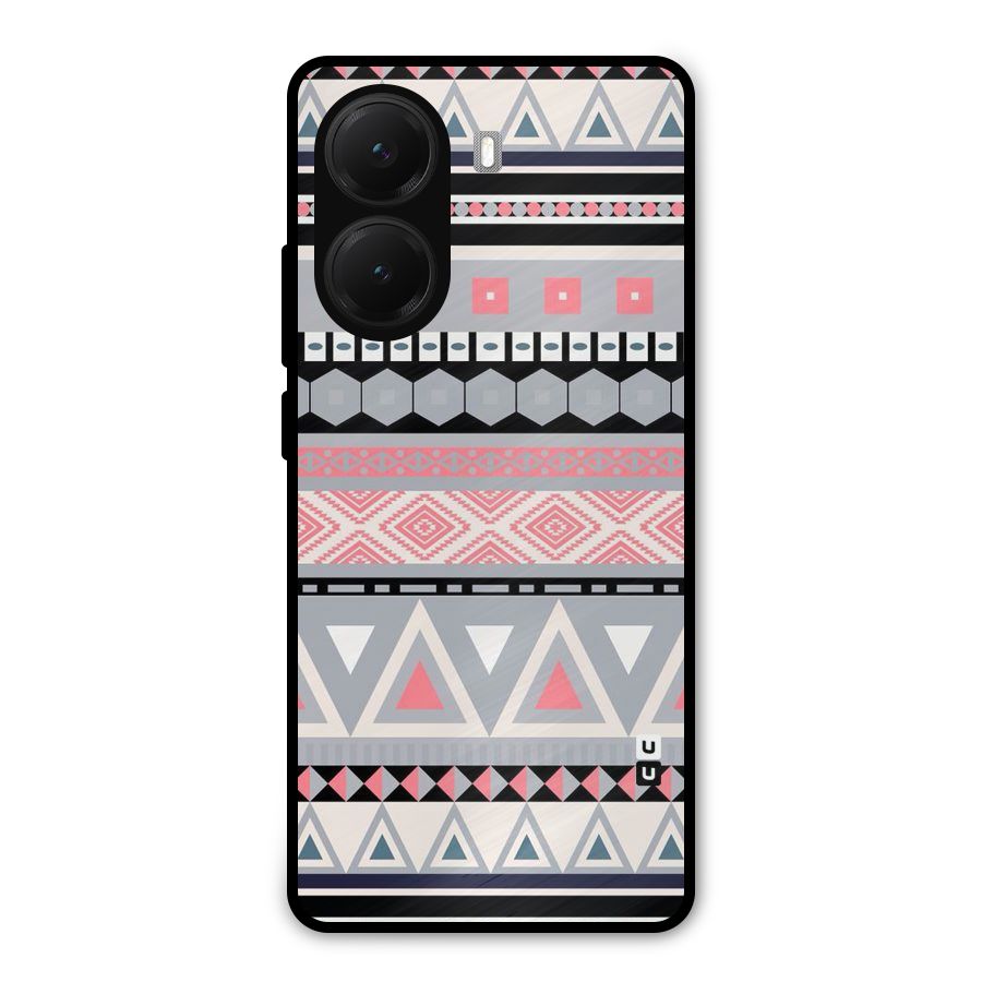 Grey Pink Pattern Metal Back Case for Poco X7 Pro