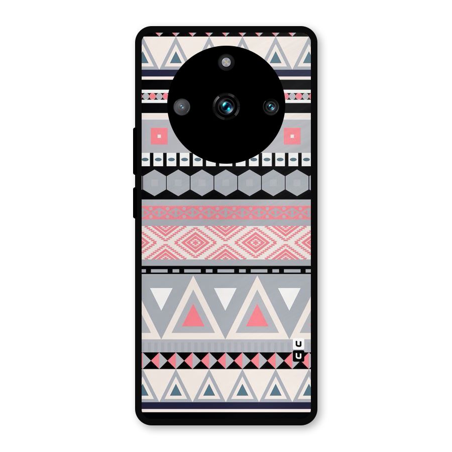 Grey Pink Pattern Metal Back Case for Realme 11 Pro