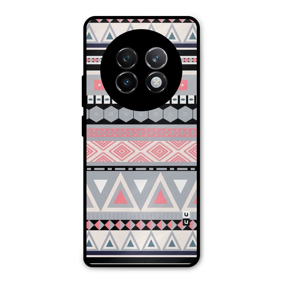 Grey Pink Pattern Metal Back Case for Realme 13 Plus