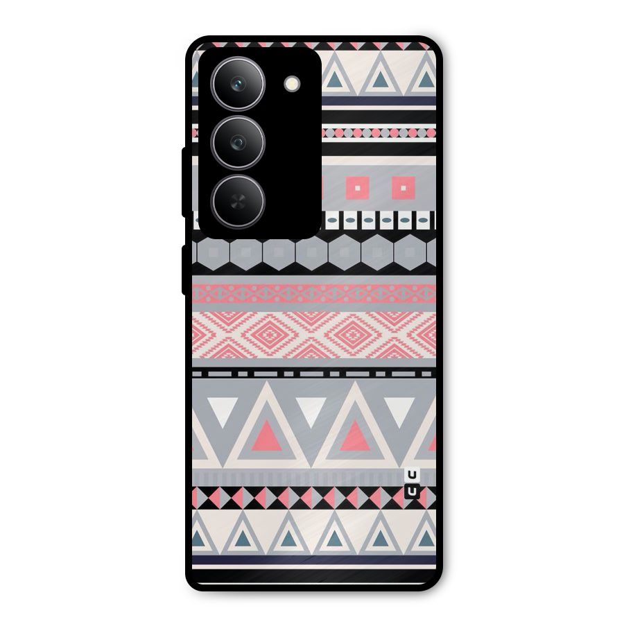 Grey Pink Pattern Metal Back Case for Realme 14x