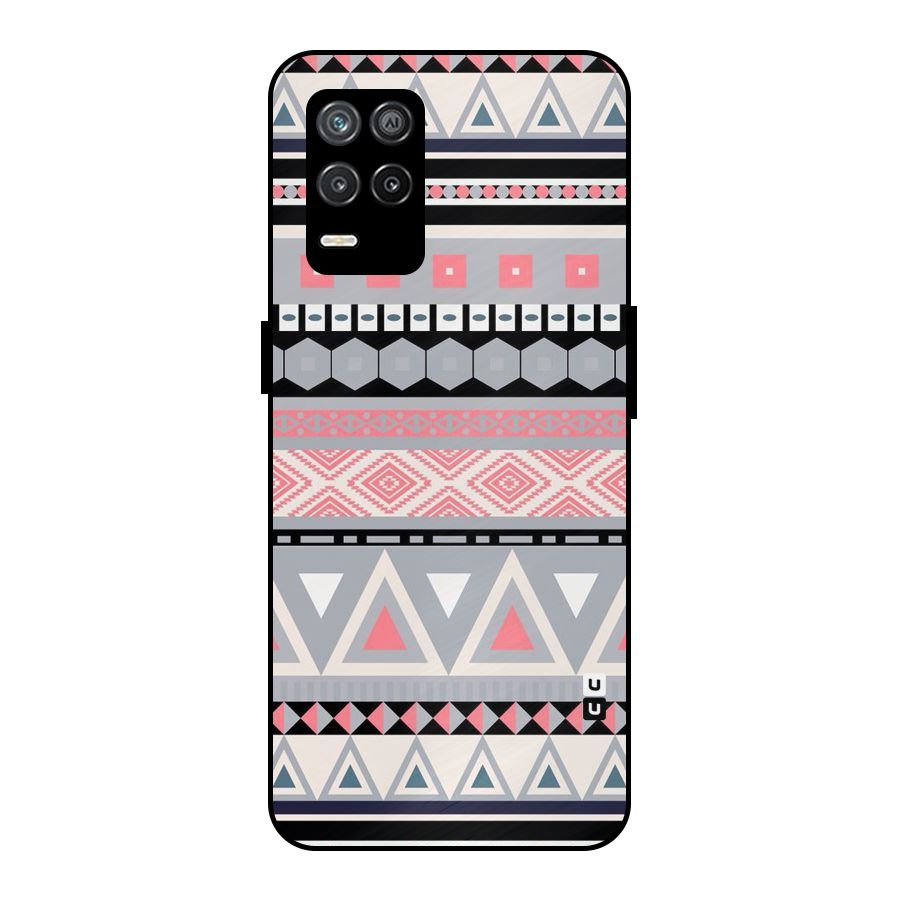 Grey Pink Pattern Metal Back Case for Realme 8 5G