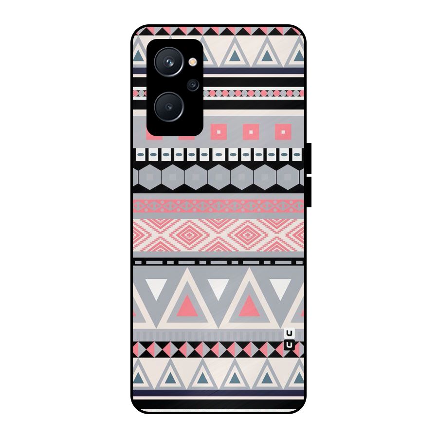 Grey Pink Pattern Metal Back Case for Realme 9i 5G