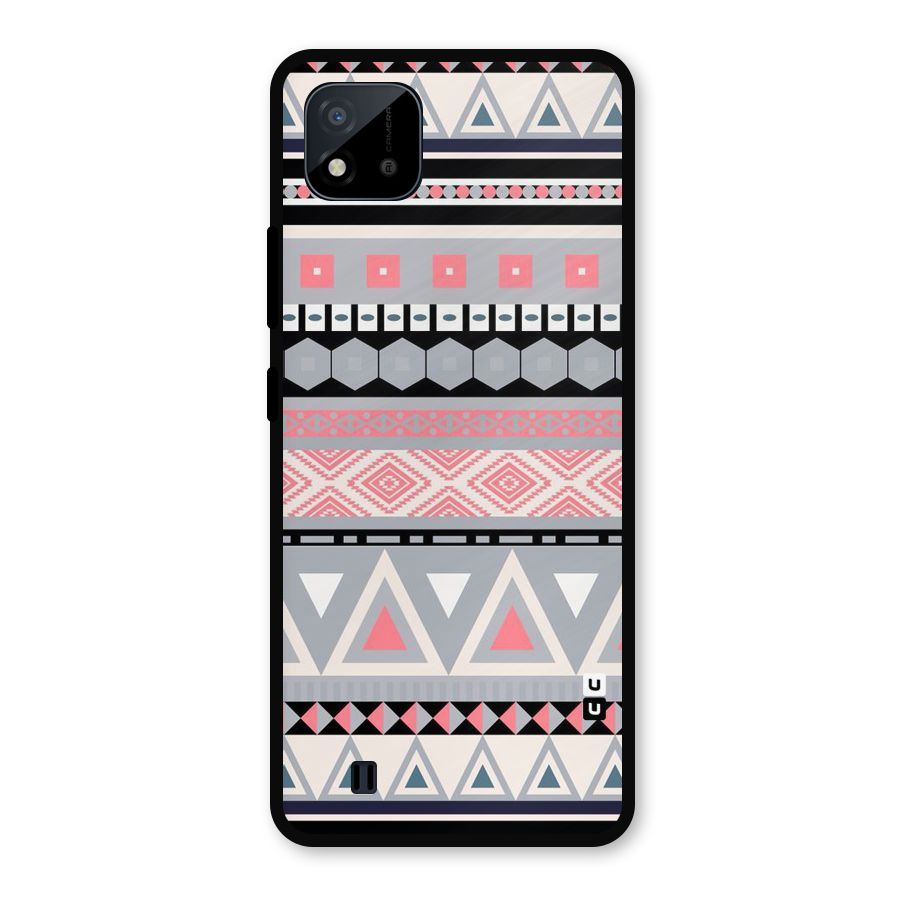 Grey Pink Pattern Metal Back Case for Realme C11 2021