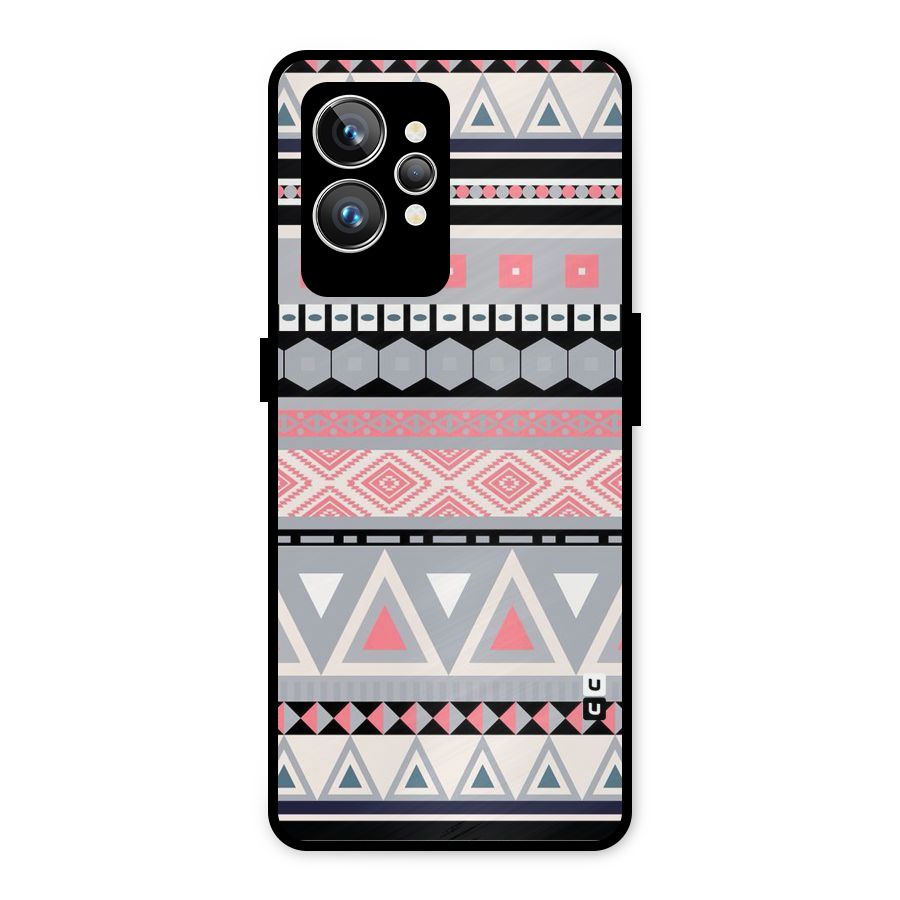 Grey Pink Pattern Metal Back Case for Realme GT2 Pro