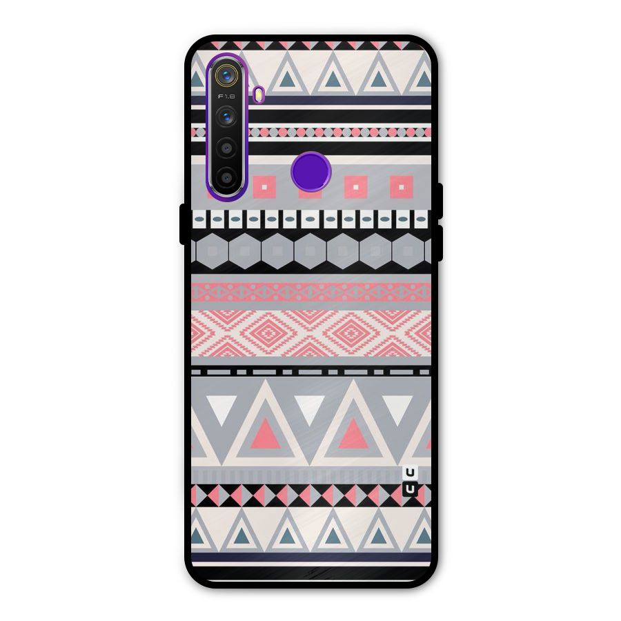 Grey Pink Pattern Metal Back Case for Realme Narzo 10