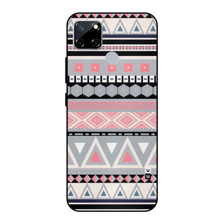 Grey Pink Pattern Metal Back Case for Realme Narzo 20