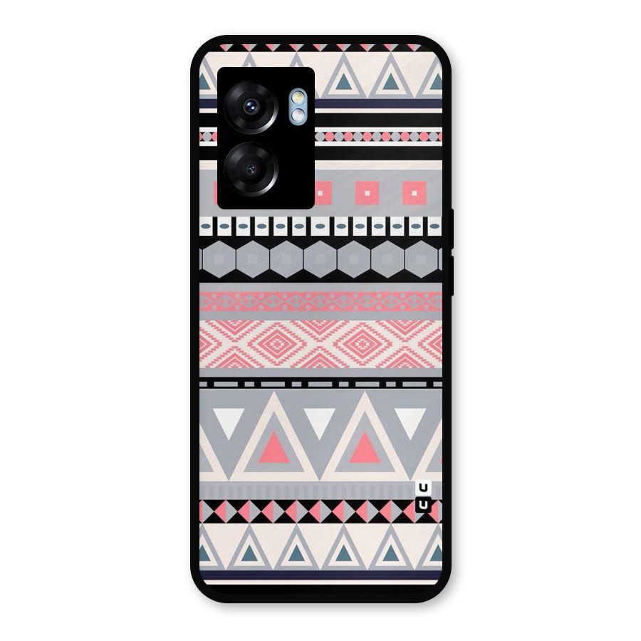 Grey Pink Pattern Metal Back Case for Realme Narzo 50 5G