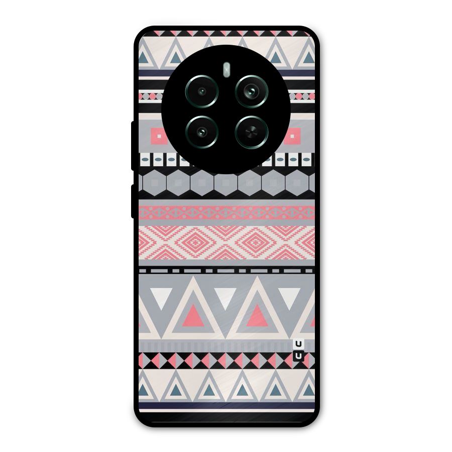 Grey Pink Pattern Metal Back Case for Realme Narzo 70 Pro