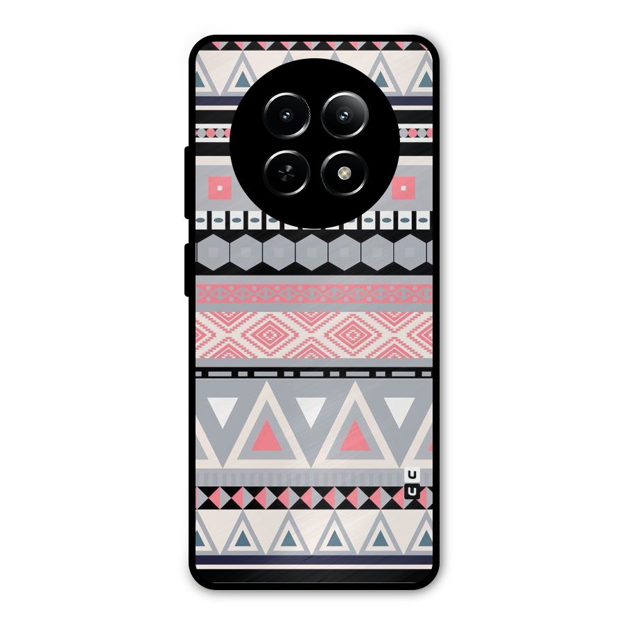 Grey Pink Pattern Metal Back Case for Realme Narzo N65