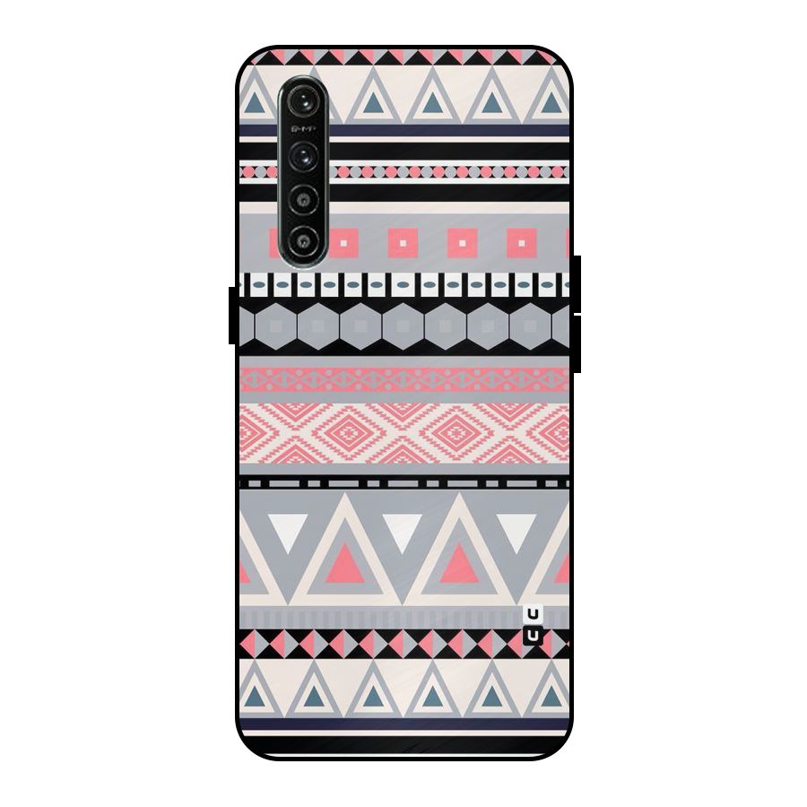 Grey Pink Pattern Metal Back Case for Realme XT