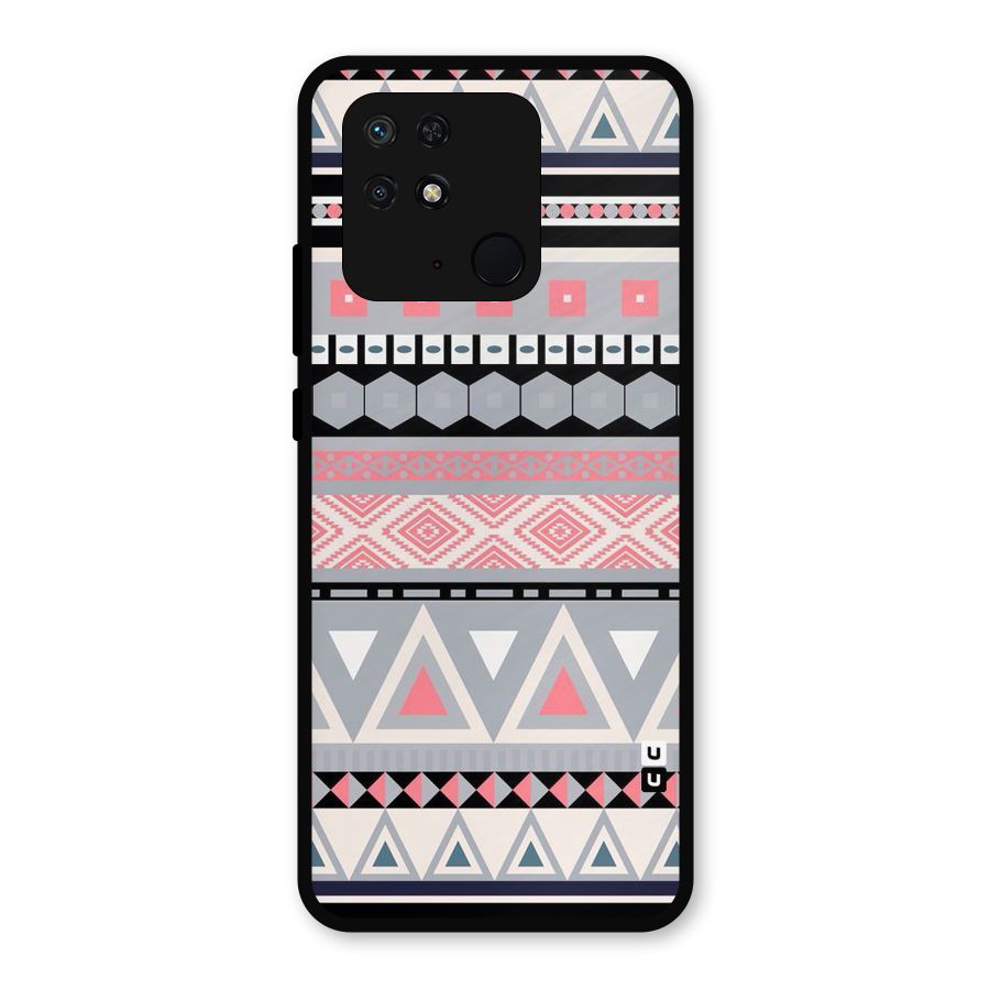 Grey Pink Pattern Metal Back Case for Redmi 10 Power