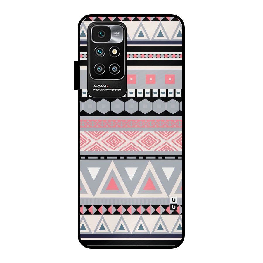 Grey Pink Pattern Metal Back Case for Redmi 10 Prime