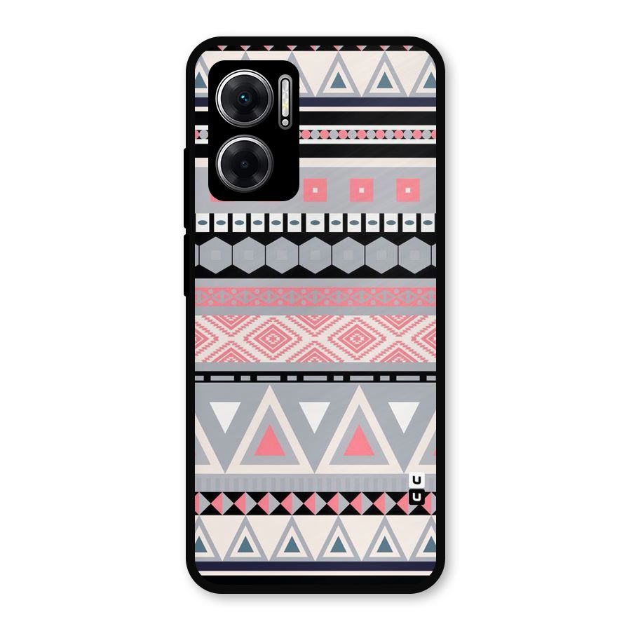 Grey Pink Pattern Metal Back Case for Redmi 11 Prime 5G