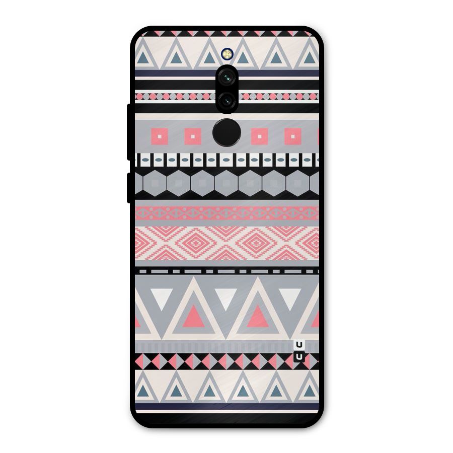 Grey Pink Pattern Metal Back Case for Redmi 8