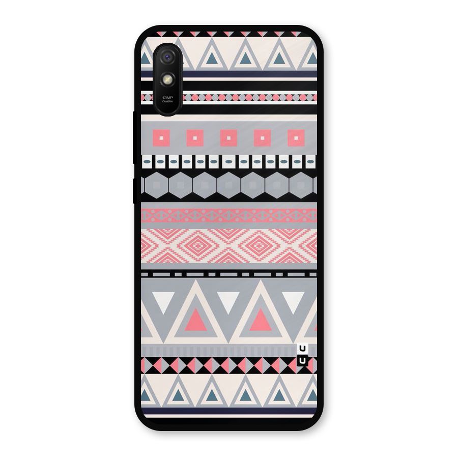 Grey Pink Pattern Metal Back Case for Redmi 9i