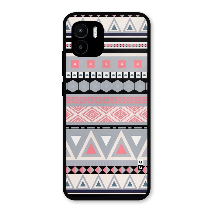 Grey Pink Pattern Metal Back Case for Redmi A2