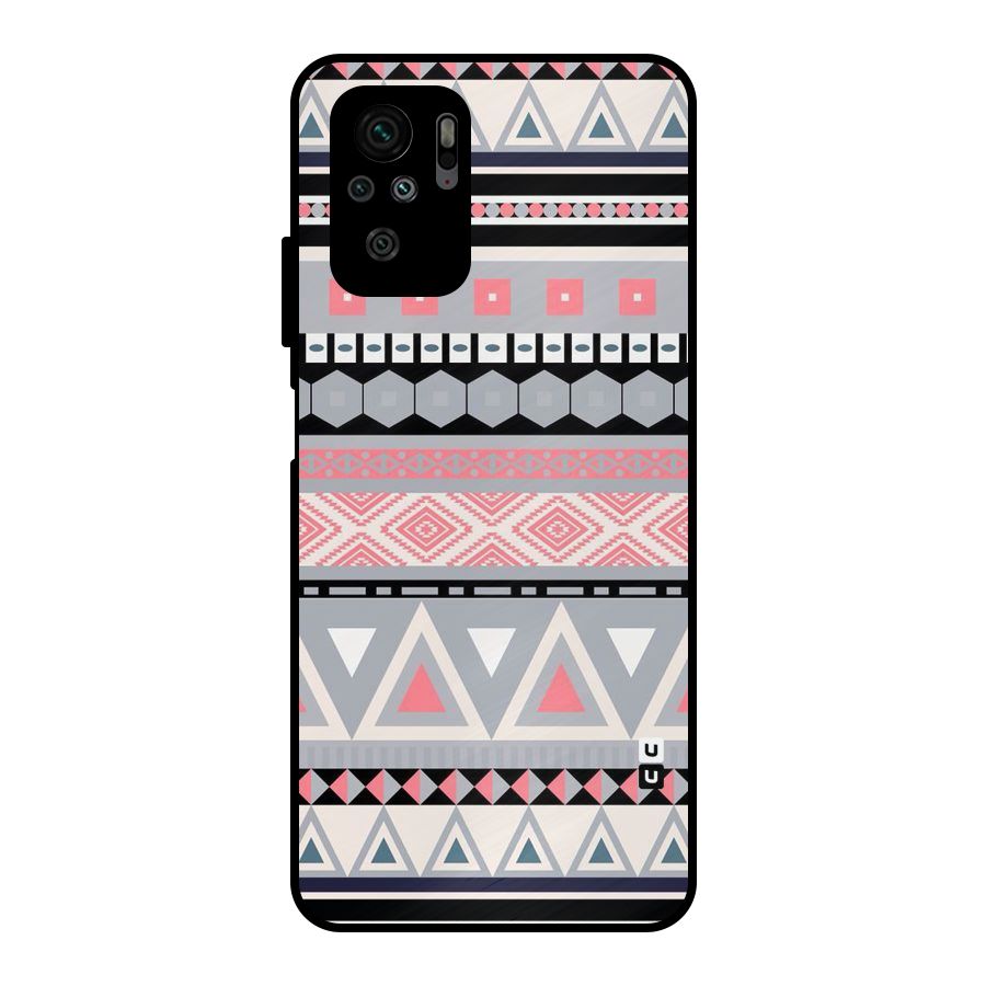 Grey Pink Pattern Metal Back Case for Redmi Note 10S
