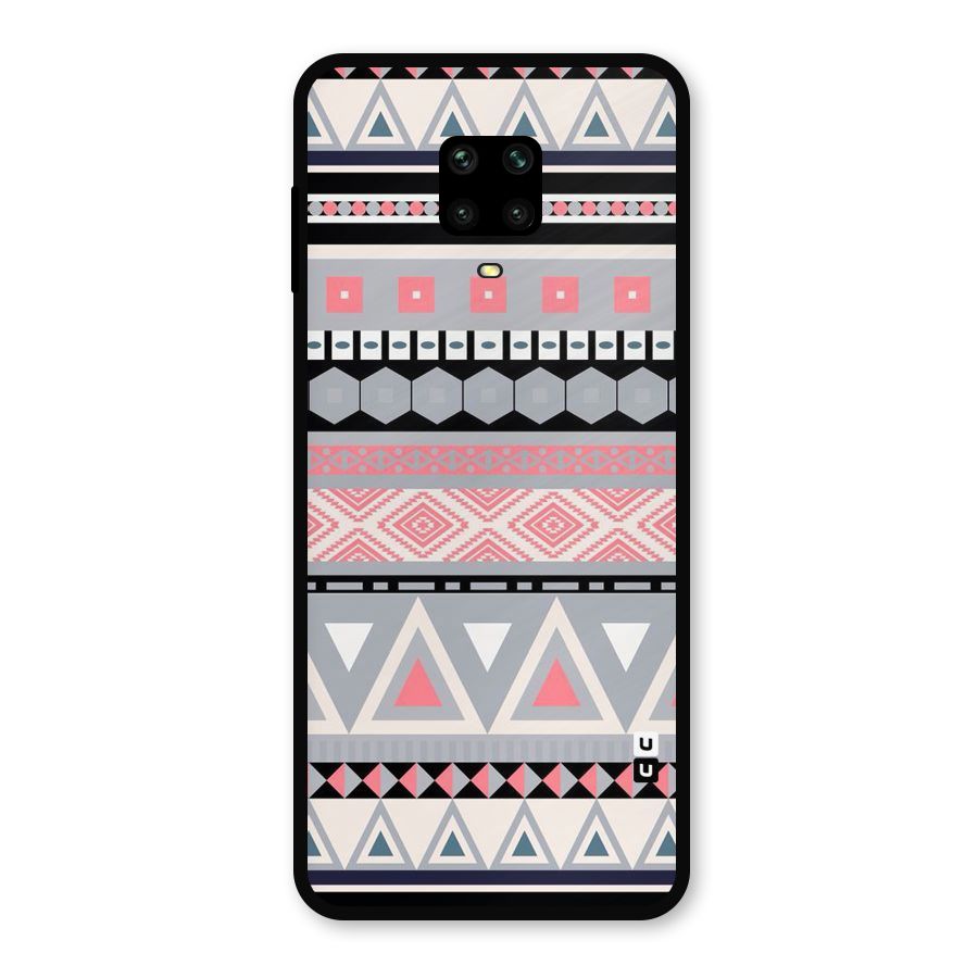 Grey Pink Pattern Metal Back Case for Redmi Note 9 Pro