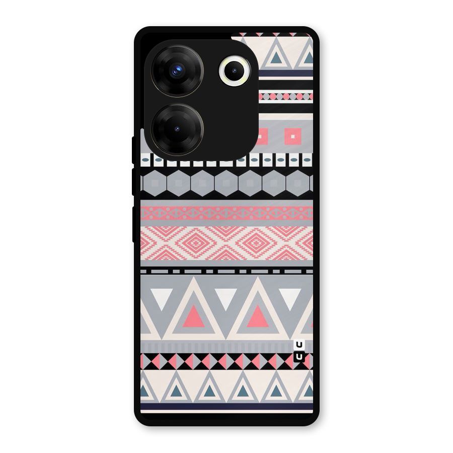 Grey Pink Pattern Metal Back Case for Tecno Camon 20 Pro