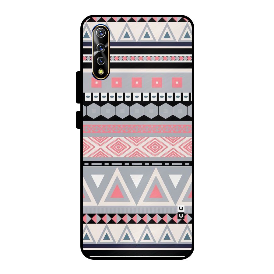 Grey Pink Pattern Metal Back Case for Vivo S1