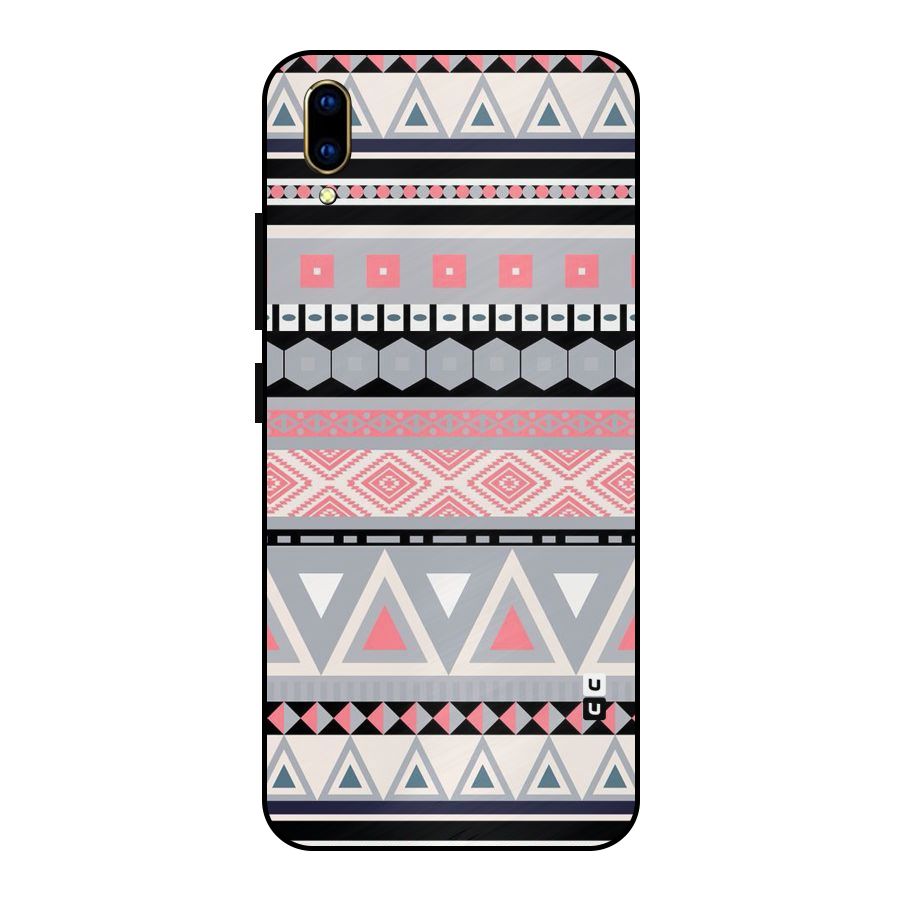 Grey Pink Pattern Metal Back Case for Vivo V11 Pro