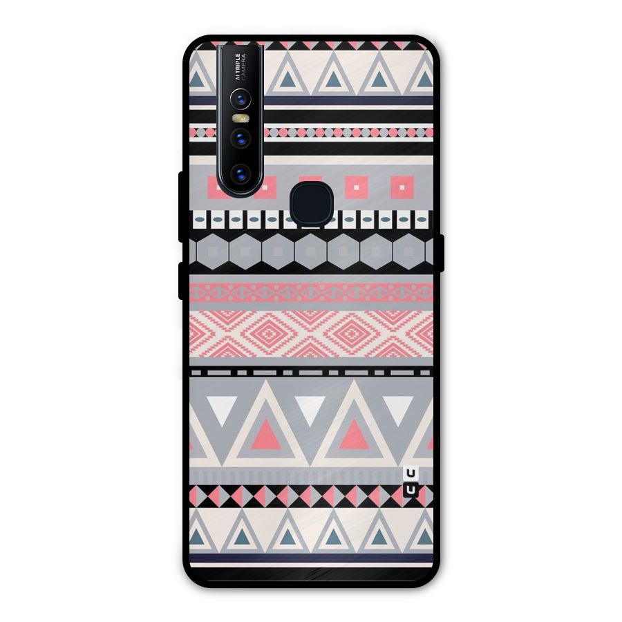 Grey Pink Pattern Metal Back Case for Vivo V15