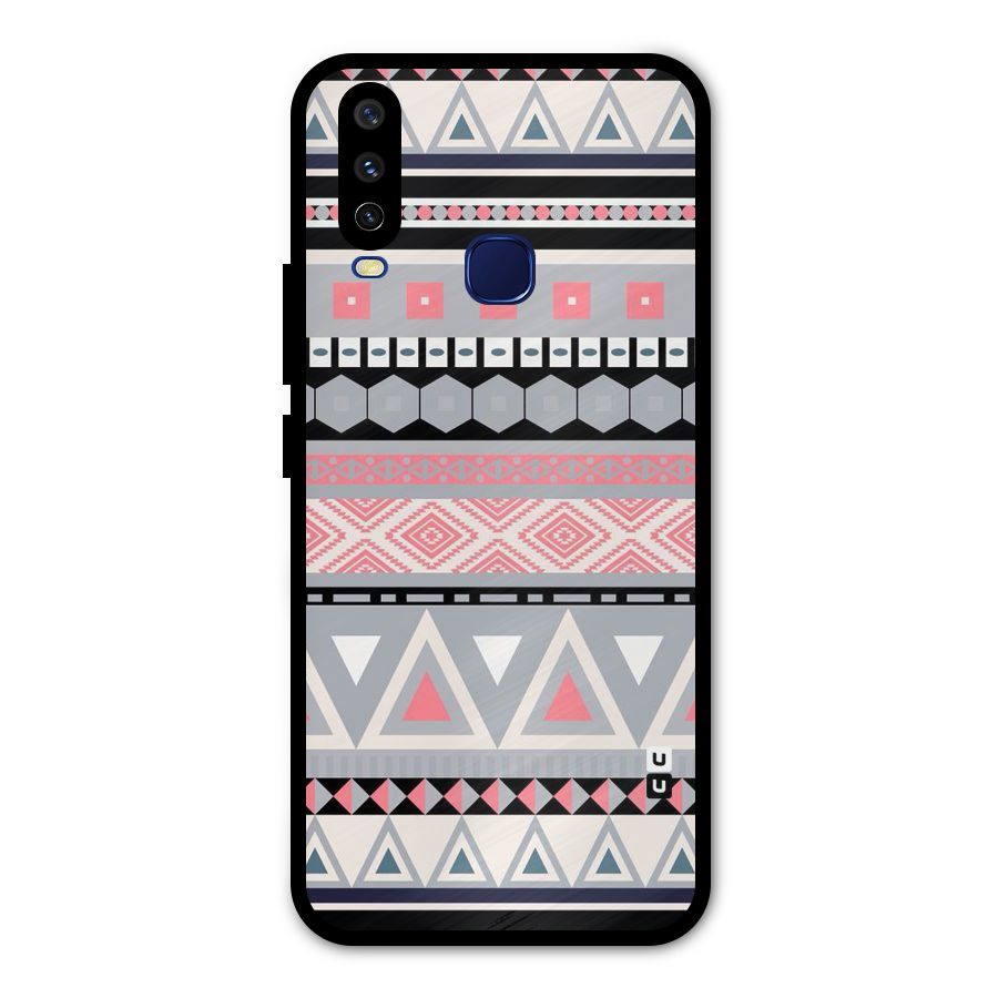 Grey Pink Pattern Metal Back Case for Vivo V17