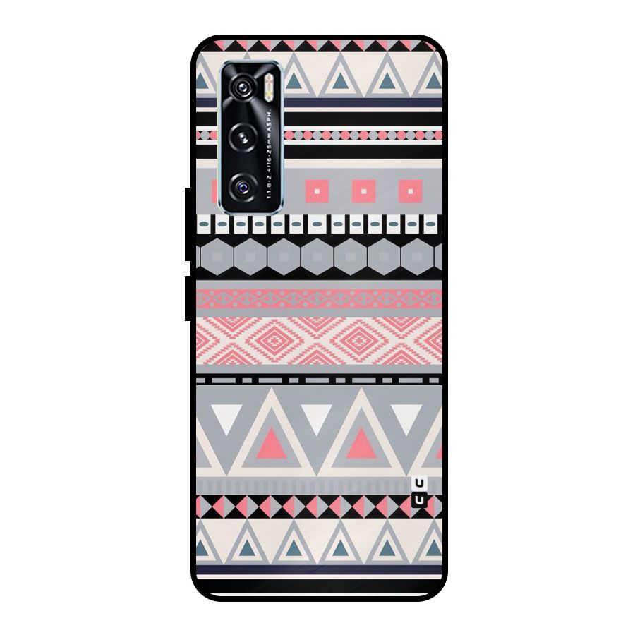 Grey Pink Pattern Metal Back Case for Vivo V20 SE