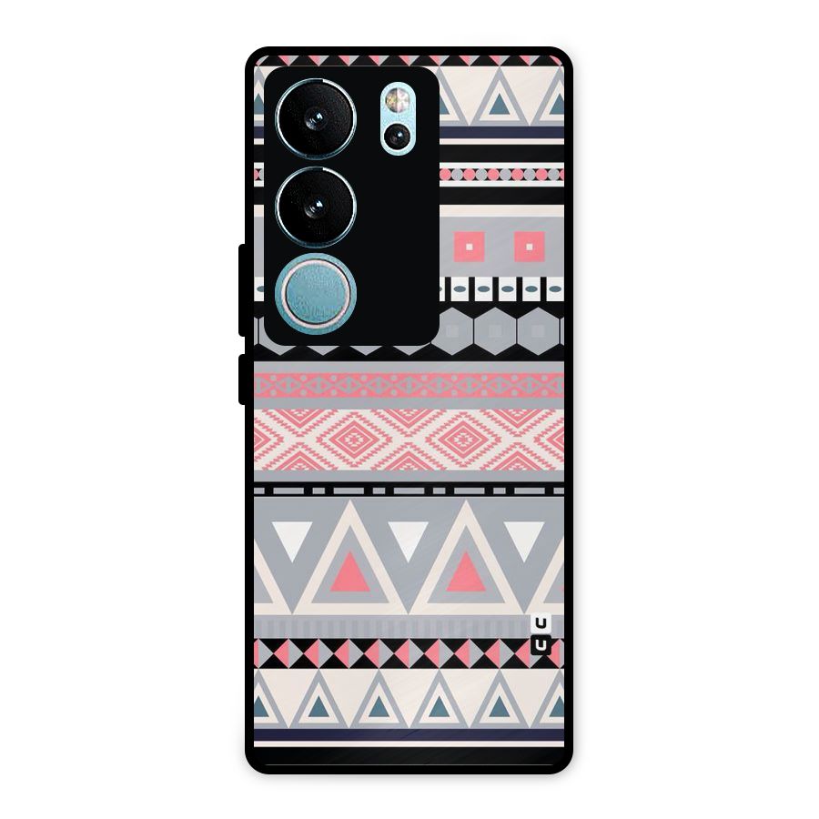 Grey Pink Pattern Metal Back Case for Vivo V29